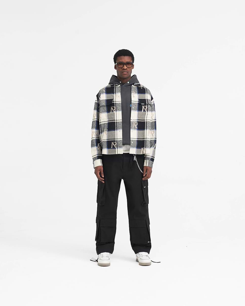All Over Initial Flannel Shirt - Blue Check